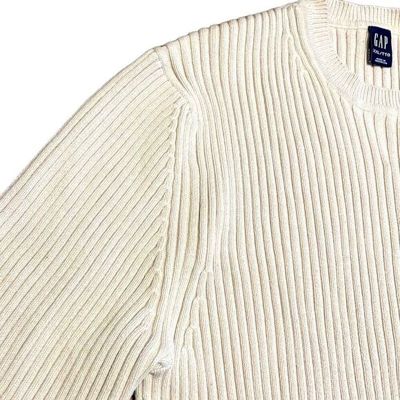 GAP neutral cream soft pullover rib knit crew neck sweater XXL - Picture 4 of 8